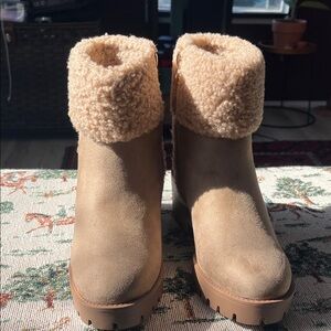 Sherpa/ suede boots